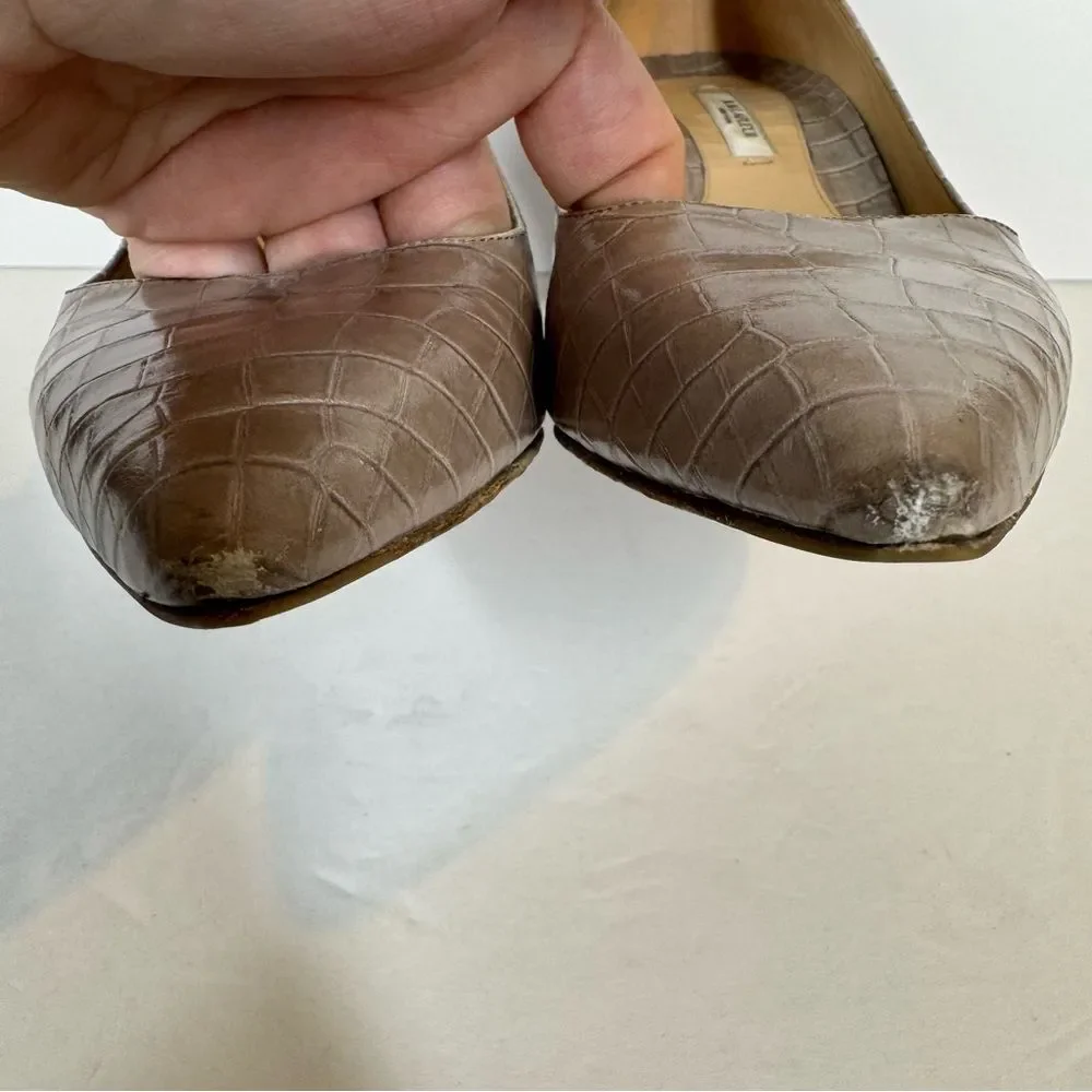 M.M. Lafleur The Ginger Pump Embossed Croc Rosy Taupe Career Classic Size 37 1/2